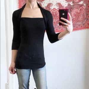 Forever 21 black shrug collar shirt